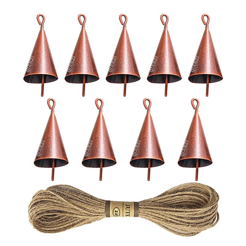 Vintage Style Twine Horn Bell Christmas DIY Metal Bell Hanging Wall Wind Chimes Open Conical Small Bells